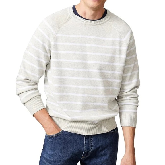 J.McLaughlin Sweater Mens XXL 2XL Knit Cotton Striped Gray White NEW. 826 - Picture 1 of 4